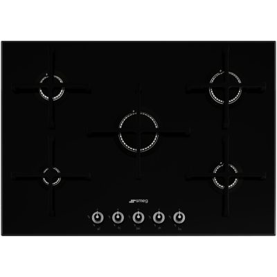 Smeg PV175N 72cm Linea Gas on Glass Hob in Black Glass